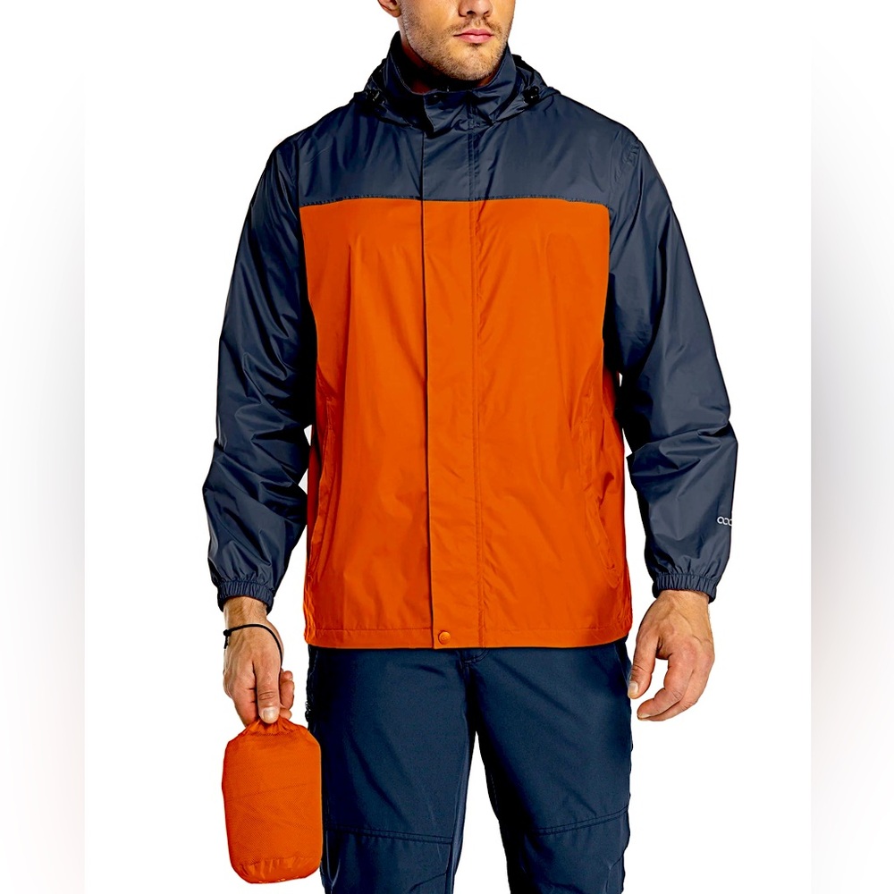 Columbia Men's Bold Orange and Black Raincoat